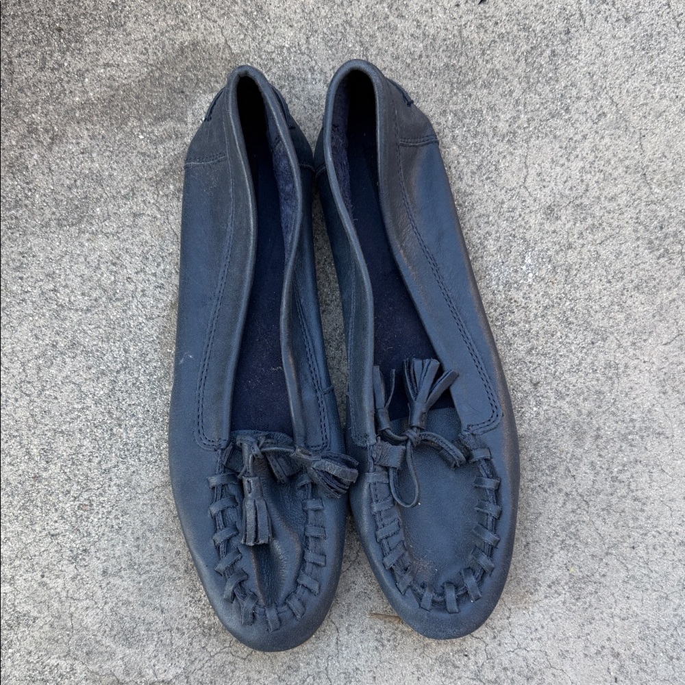Zara Dark Blue Moccasins